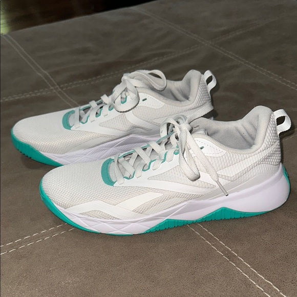 Reebok White and Teal Athletic Shoes - Picture 3 of 6